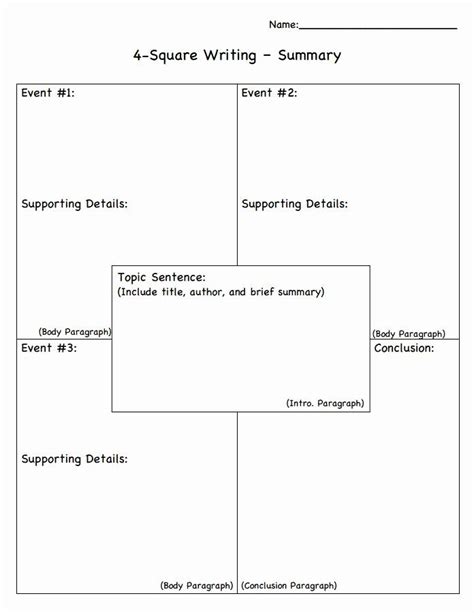 25 Four Square Graphic Organizers In 2020 Summary Writing Third