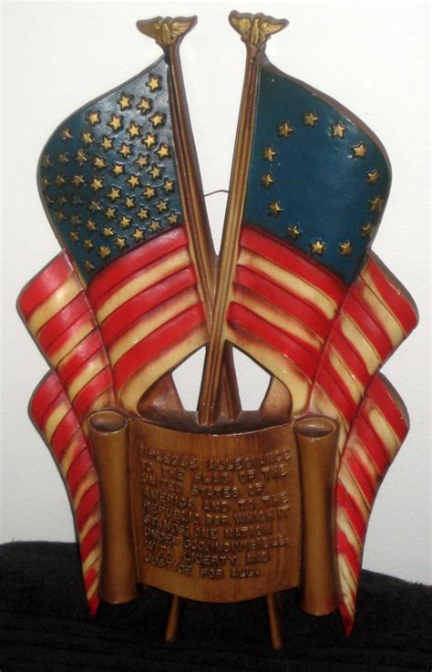 Sold Sexton 505 Metal Patriotic Pledge Of Allegiance Wall Plaque Us Flag Betsy Ross 49 Stars Stripes