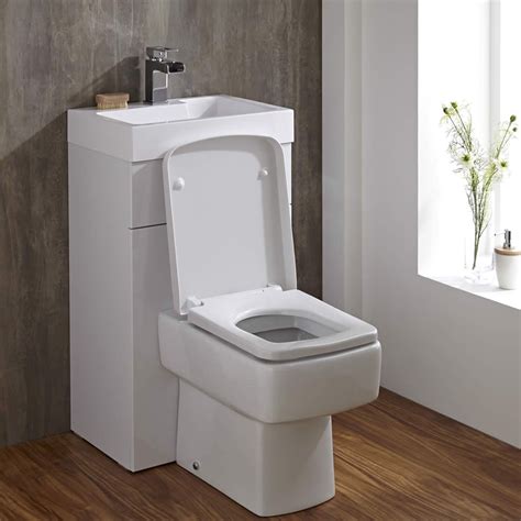 Milano Lurus White Modern Square Toilet And Basin Combination Unit