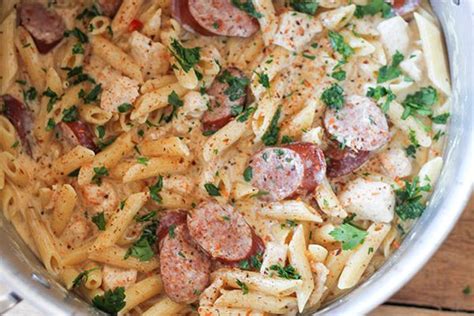 Bring sauce to a simmer and stir in cooked pasta to coat. Cajun Chicken Sausage Alfredo Pasta Recipe | SparkRecipes