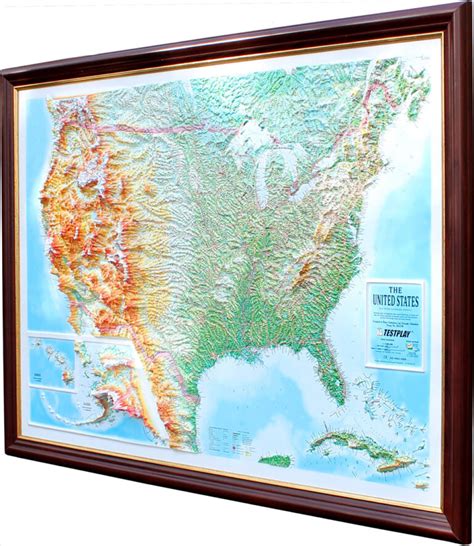 Us Raised Relief Map Large 44″ X 32″ Mapagents