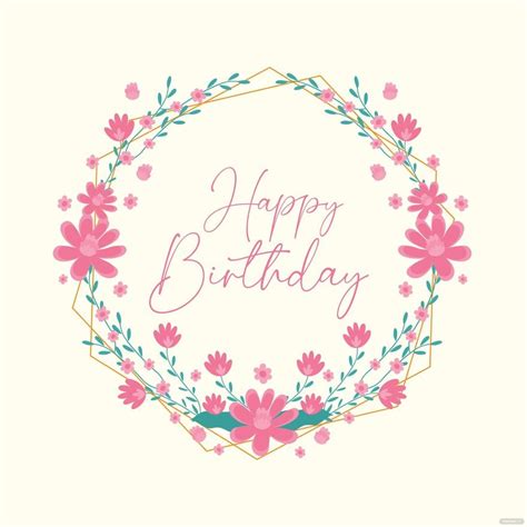 Free Floral Happy Birthday Border Vector Eps Illustrator  Png