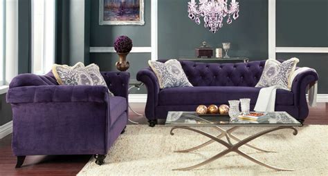 Antoinette Living Room Set Purple By Furniture Of