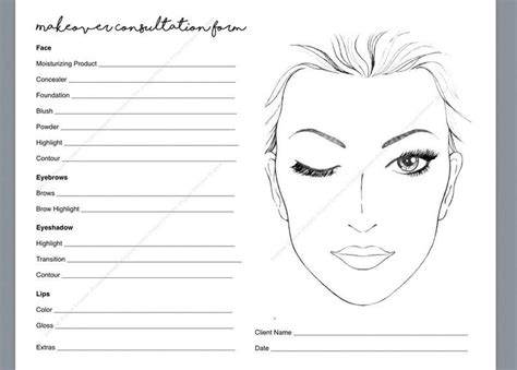 Makeup Consultation Form Makeover Form Makeup Artist Etsy Types Of
