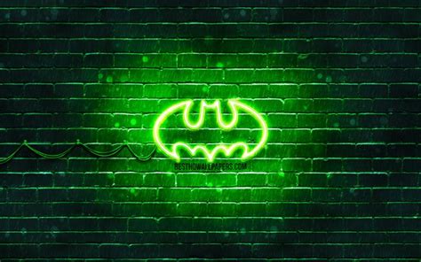 Download Wallpapers Batman Green Logo 4k Green Brickwall Batman Logo