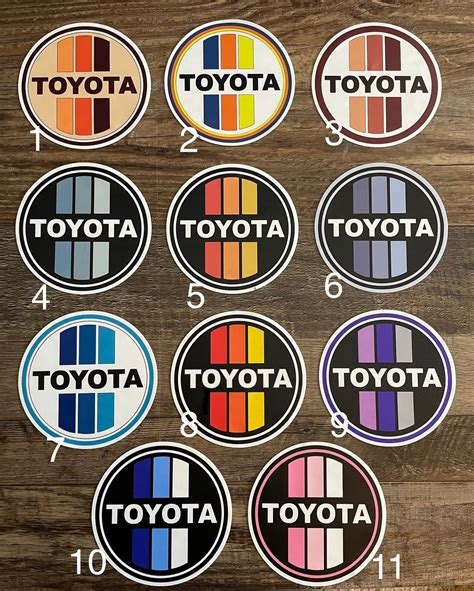 Toyota Retro Vintage Decal Sticker Round Inch Stripe Etsy