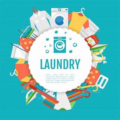 Laundry Service Poster Icons Clipart Circle Label