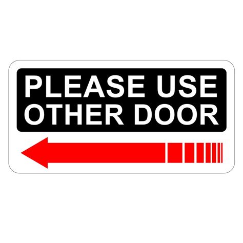Please Use Other Door Pvc Sign Sticker With Left Arrow Direction
