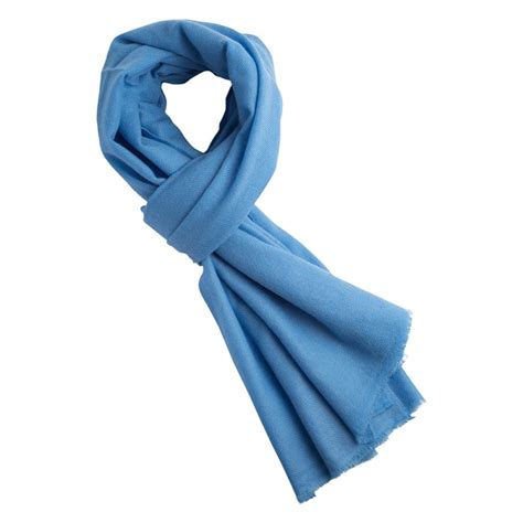 Beautiful Sky Blue Cashmere Scarf Handwoven In Nepal
