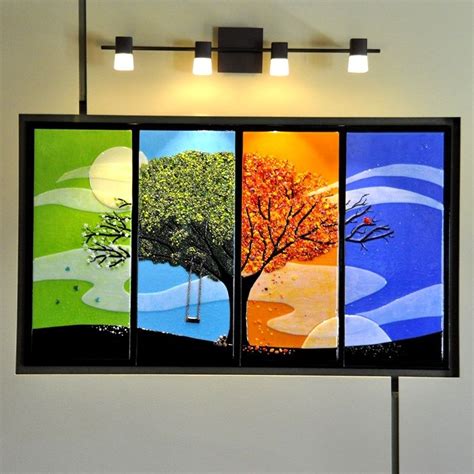 Four Seasons Glass Wall Hanging Four Seasons Art Seasons Art Painting Art Projects