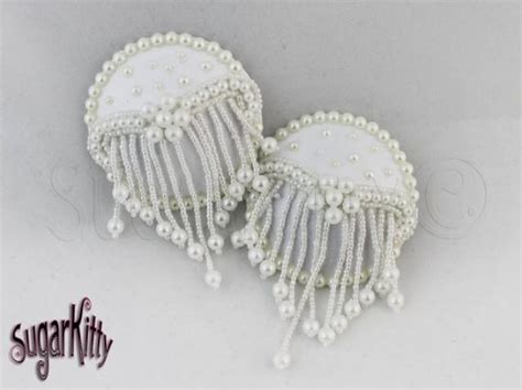 White Satin And Pearl Bridal Nipple Pasties Sugarkitty Couture 2287759