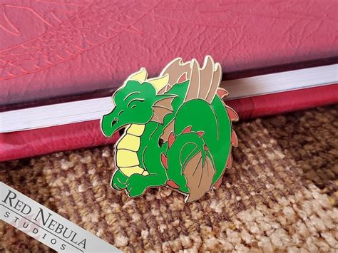 Baby Dragon Enamel Pin Lapel Pin Of A Cute Green Etsy