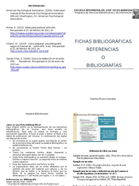Fichas Bibliográficas Referencias O BibliografÍas Estilo Apa