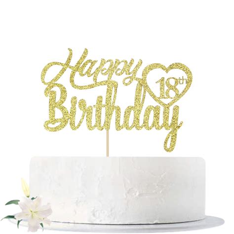 Buy Gold Glitter Happy 18th Birthday Cake Topper Hello 18 Cheers To