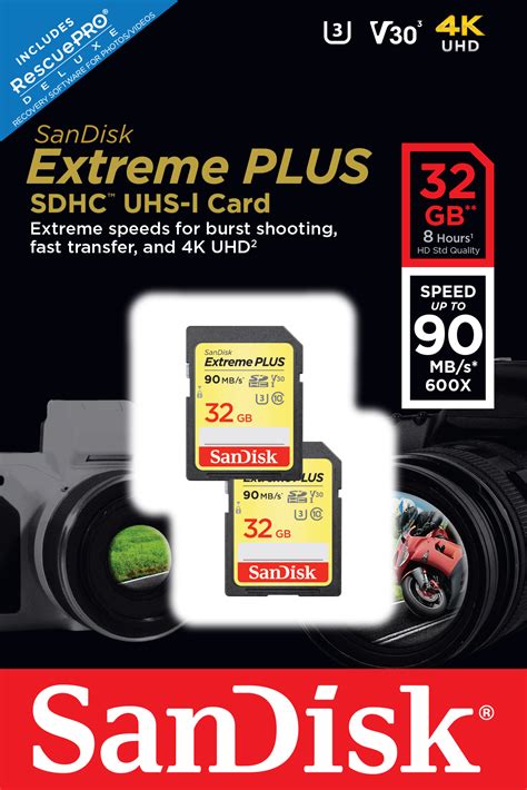 32gb Sandisk Extreme Plus Sdhc Uhs 1 Cl10 Memory Card 90mbsec