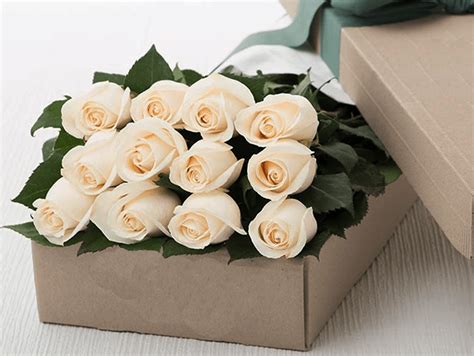 12 Long Stem White Cream Roses In Box Online To Manila Philippines