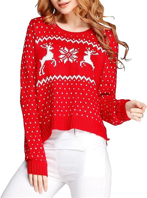V28 Ugly Christmas Sweater For Women Vintage Funny Merry Tunic Knit