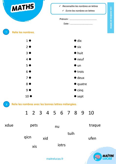 Exercices Les Nombres En Lettres Jusqu Pour Cp Ce Ma Tre Lucas