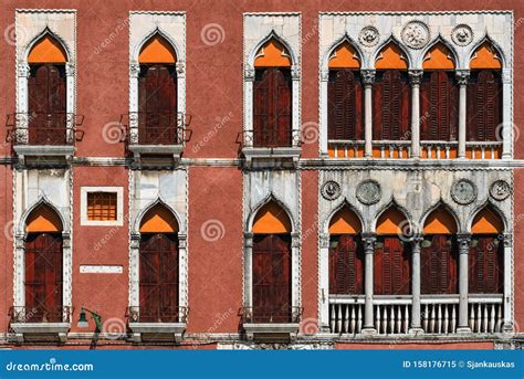 Traditional Venetian Windows Architectural Background Detail Italy