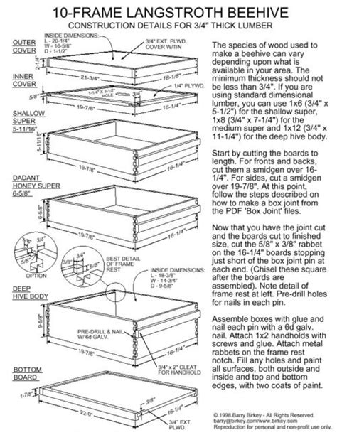 Langstroth Bee Hive Dimensions Bee Hive Bee Keeping Bee Hive Plans