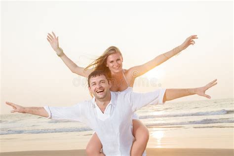 Happy Couple In Love On Beach Summer Vacations Stock Image Image Of