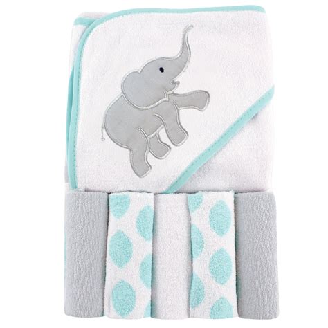 Luvable Friends Unisex Baby Hooded Towel With Five Washcloths Ikat