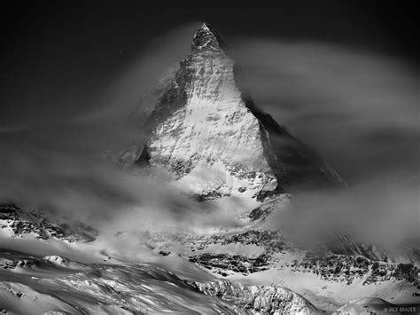 Matterhorn Moonlight Bw Zermatt Switzerland Mountain Photography