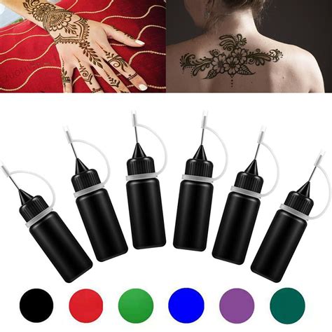 Liquid Tattoo Paste Black Brown Red Henna Indian For Temporary Tattoo