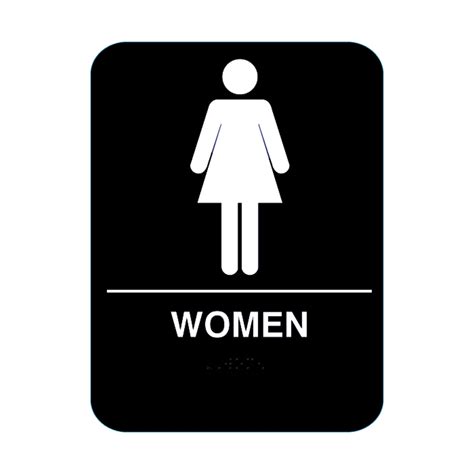 Women Restroom Sign With Braille Black Cr W68 Bl