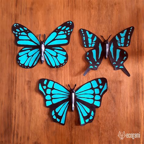 Butterfly Papercraft Sculptures Printable 3d Puzzle Etsy