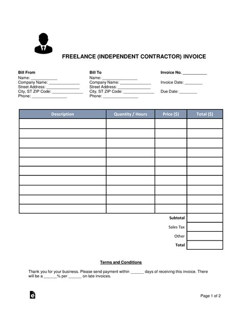 Create your sample, print, save or send in a few clicks 1099 misc. Free Freelance (Independent Contractor) Invoice Template ...