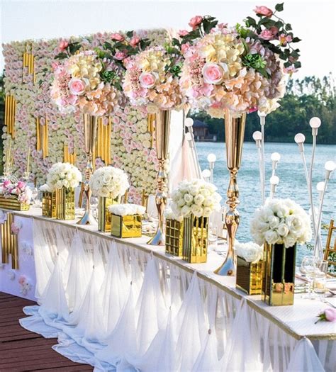 88cm Tall Sparking Gold Wedding Flower Vase Table
