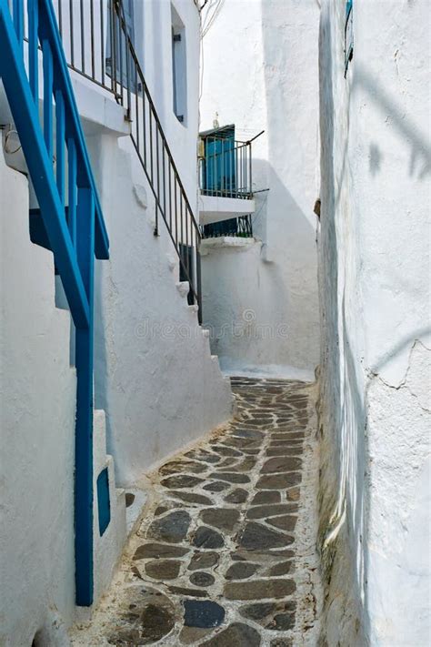 Greek Mykonos Street On Mykonos Island Greece Stock Image Image Of