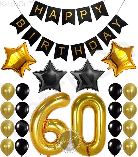 Buy Black And Gold 60 Birthday Decorations Large 40 Inch Happy