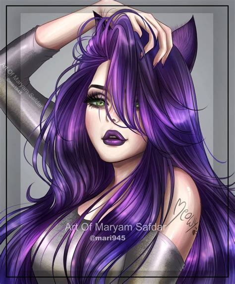 Cool Anime Girl Kawaii Anime Girl Anime Art Girl Anime Purple Hair Purple Cat Fantasy Art