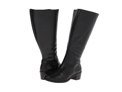 Rose Petals Womens Curly Wide Calf Leather Riding Boot Black 12599