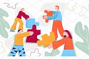 Cartoon people working together | People Illustrations ~ Creative Market
