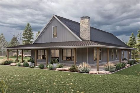This 1 Story Barndominium Style House Plan Designed With 2x6 Exterior