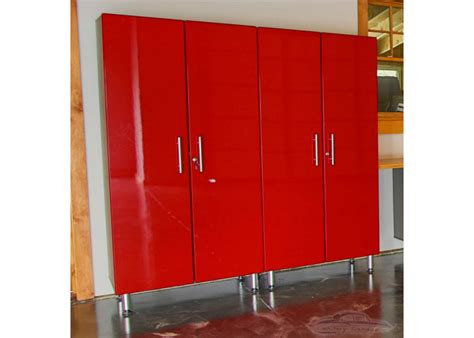 Garage interiors storage cabinets are fabricated from quality materials to ensure aesthetics and longevity. Ruby Red Metallic MDF 2-Pc Tall Garage Closets