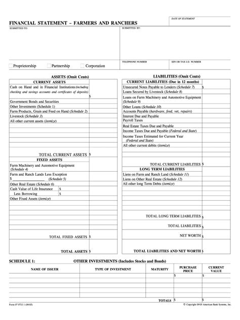 Farm Profit And Loss Statement Template Fill Online Printable