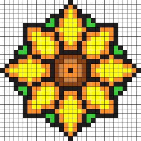 Flower Kandi Pattern Pixel Art Pattern Perler Bead Patterns Beading