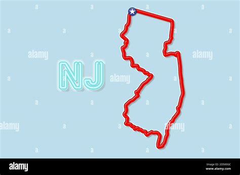 Mapa de contorno en negrita del estado de Nueva Jersey Ilustración