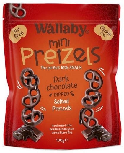 Wallaby Mini Pretzels Dark Chocolate Dipped Salted Pretzels 100g