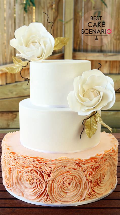Jan 22, 2021 · three main types of roses are most popular for wedding flowers: Peach-Colored Ruffled Wedding Cake - CakeCentral.com
