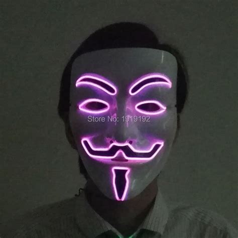 10 Pcs Flashing Vendetta El Wire Masks Cosplay Neon Light Mask Costume