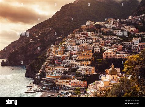 Cliff Side Buildings Positano Amalfi Coast Italy Stock Photo Alamy