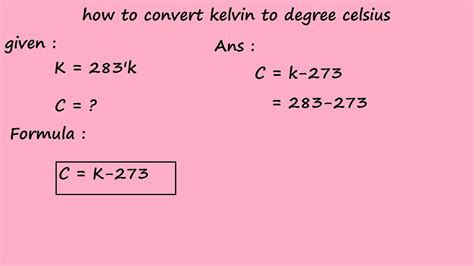 How To Convert Kelvin To Degree Celsius Youtube