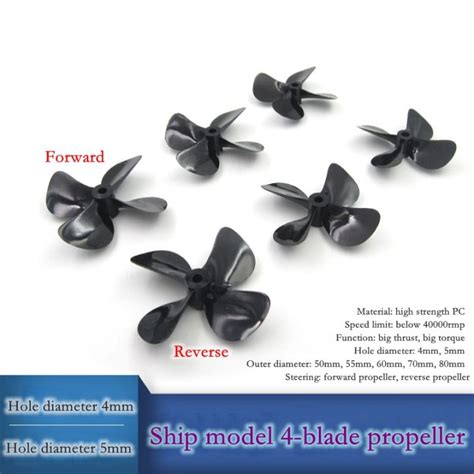 Rc Boat Propeller 4 Blade Pc Prop Hole 4mm5mm Cwccw High Hardness
