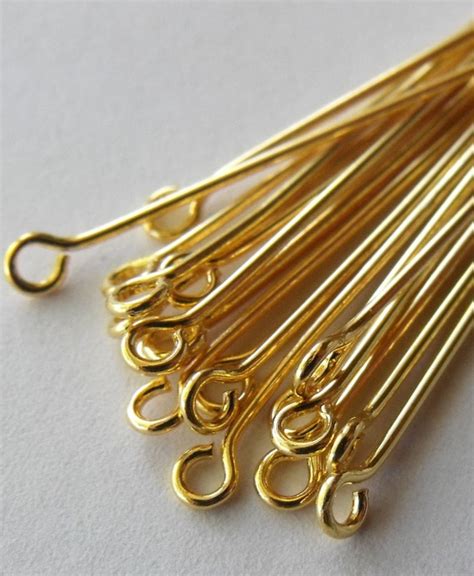 Inch Gold Plated Eye Pins Gauge Thick Pack