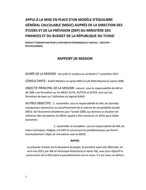 Atelier 2 Rapport De Mission Am Lmnov 2013